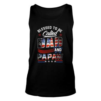 Mens Blessed To Be Called Dad And Papaw Fathers Day American Flag Tank Top | Mazezy