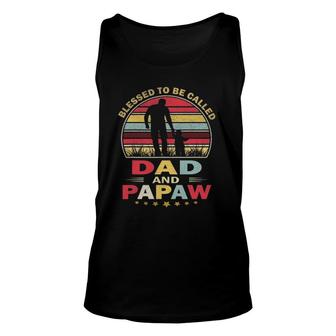 Blessed To Be Called Dad And Papaw Vintage Father's Day Tank Top | Mazezy
