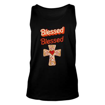 Blessed Christian Cross Fall Autumn Thanksgiving Fun Tank Top | Mazezy