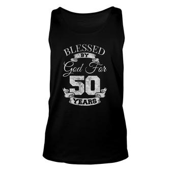 Womens Blessed By God 50Th Birthday Fifty Years Old Religious Tank Top | Mazezy