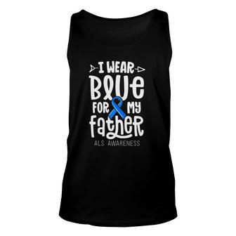 Blue Ribbon For Father Gift Als Awareness Family Cure Unisex Tank Top | Mazezy