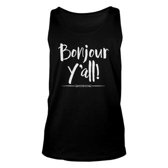 Bonjour Y'all Statement Texas & French Mix Funny Unisex Tank Top | Mazezy