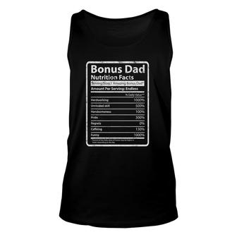 Bonus Dad Nutrition Facts Father's Day Gift Funny Step Dad Unisex Tank Top | Mazezy