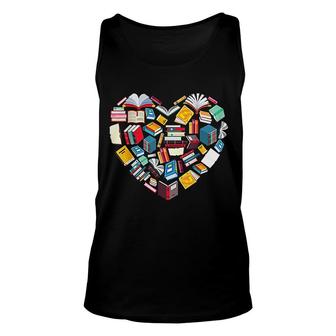 Book Lover Heart Shape Reading Club Librarian Library Gift Unisex Tank Top - Thegiftio UK