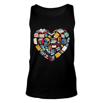 Book Lover Heart Shape Reading Club Librarian Library Gift Unisex Tank Top - Thegiftio