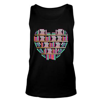 Book Reading Club Librarian Library Love Heart Unisex Tank Top - Thegiftio UK