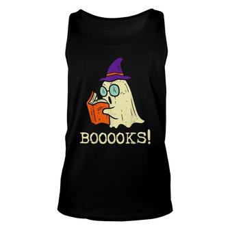 Books Ghost Boo Reading Halloween Teacher Librarian Unisex Tank Top | Mazezy