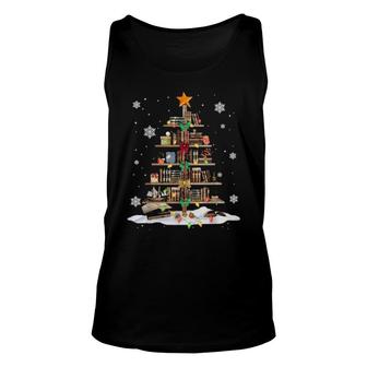Bookshelf Christmas Tree Books For Books And Librarian Unisex Tank Top | Mazezy