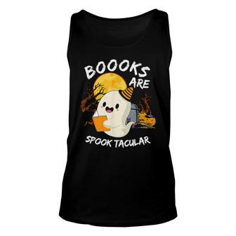 Boooks Ghost Halloween Teacher Book Library Reading Unisex Tank Top | Mazezy
