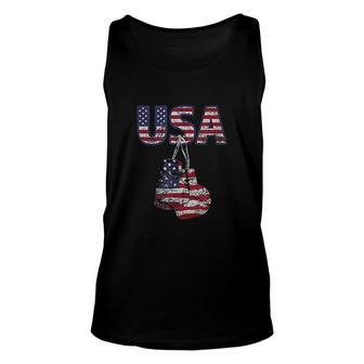 Boxing Gloves American Flag For July 4th Unisex Tank Top | Mazezy