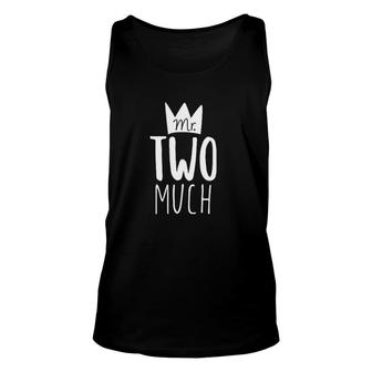Boys 2nd Birthday Mr Two Much Crown Birthday Picture Perfect Outfit Unisex Tank Top - Seseable