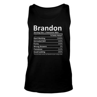 Brandon Nutrition Birthday Personalized Name Idea Tank Top | Mazezy