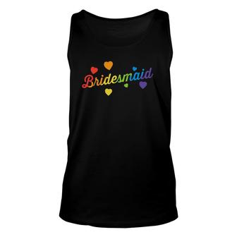 Bridesmaid Rainbow Flag Lesbian Bachelorette Party Wedding Unisex Tank Top | Mazezy AU