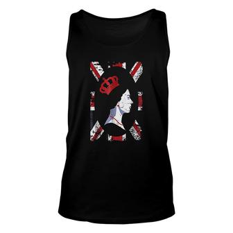 British Flag With The Queen Union Jack United Kingdom Unisex Tank Top | Mazezy