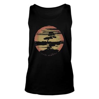 Buddhist Zen Graphic Japanese Bonsai Tree Color Sun Unisex Tank Top | Mazezy