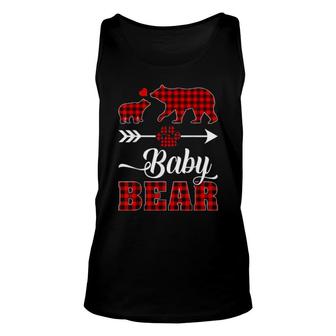 Buffalo Plaid Matching Bear Family Christmas Baby Pajama Unisex Tank Top | Mazezy