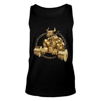 Bull Beast Lifting Taurus Bodybuilding Workout Fitness Gold Tank Top | Mazezy