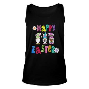 Bunny Gnome Happy Easters Day Color Letters Unisex Tank Top - Thegiftio