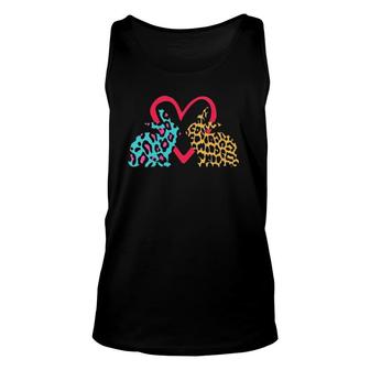 Womens Bunny Leopard Print Floral Cute Easter I Cute Leopard Bunny Tank Top | Mazezy
