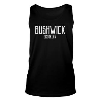 Bushwick Brooklyn Ny Vintage Text Pink With White Print Unisex Tank Top | Mazezy