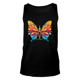 Womens Butterfly Insect Fly Scissors Hairstyle Barber Hairdresser Tank Top | Mazezy