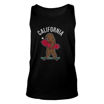 California Bear Skateboard Holding The State Unisex Tank Top | Mazezy