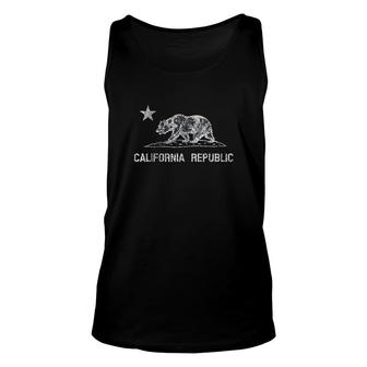California Republic Flag Distressed Bear Unisex Tank Top | Mazezy