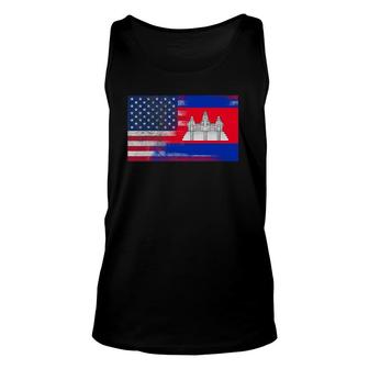 Cambodian American Half Cambodia Half America Flag Unisex Tank Top | Mazezy