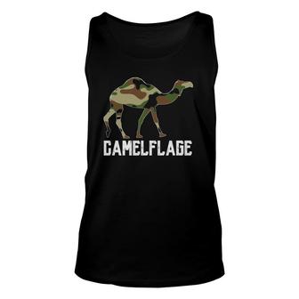 Camelflage Camouflaged Camel Funny Pun Outfit Unisex Tank Top | Mazezy