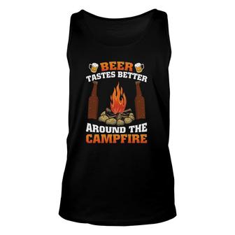 Camping Beer Tastes Better Around The Campfire Beer Mugs Bottles Tank Top | Mazezy