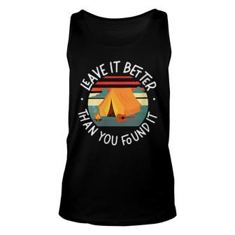 Camping Tent Retro Vintage Leave It Better Than You Found It Tank Top | Mazezy