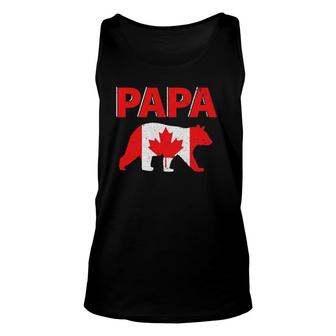 Mens Canada Flag Papa Bear Canadian Dad Father's Day Tank Top | Mazezy