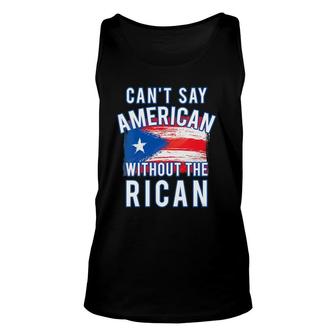 Womens Can't Say American Without The Rican Puerto Rico Boricua V-Neck Tank Top | Mazezy