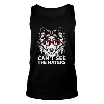Can't See The Haters Sheltie With Heart Sunglasses Unisex Tank Top | Mazezy