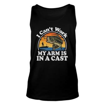 I Can't Work My Arm Is In A Cast Bass Fishing Dad Tank Top | Mazezy