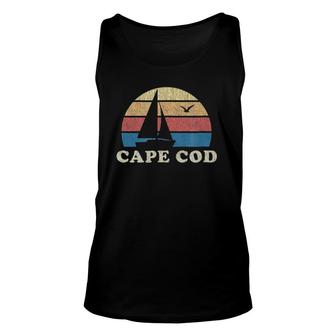 Cape Cod Ma Vintage Sailboat 70S Throwback Sunset Unisex Tank Top | Mazezy