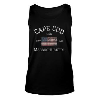 Cape Cod Massachusetts American Flag Usa Travel Vintage Unisex Tank Top | Mazezy