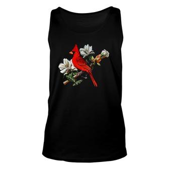 Cardinal Bird Cardinal Perch On A Branch Unisex Tank Top | Mazezy