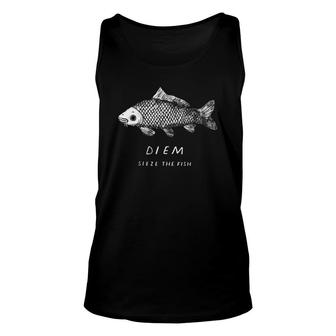 Carp Diem, Sieze The Fish Funny Carpe Diem Fishing Unisex Tank Top | Mazezy