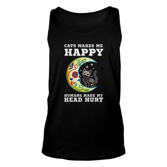 Cat & Moon Sugar Skull Dia De Los Muertos, Day Of The Dead Unisex Tank Top - Thegiftio