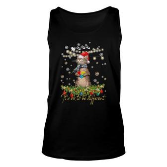 Cat Autism It's Ok To Be Different Merry Christmas Sweat Unisex Tank Top | Mazezy