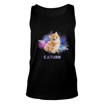 Cat In Space Caturn Cute Art Unisex Tank Top - Thegiftio UK
