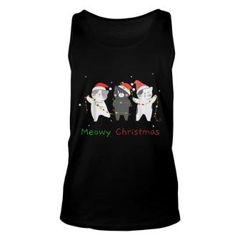 Cat Meowy Matching Christmas Pajamas Santa Cats Xmas Tank Top | Mazezy