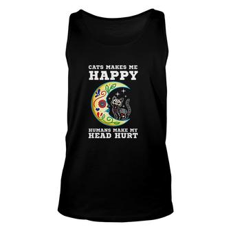 Cat Moon Sugar Skull Dia De Los Muertos Day Of The Dead Unisex Tank Top - Thegiftio