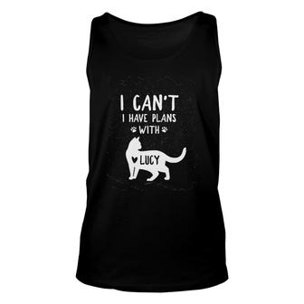 Cat With Name Funny Cat I Cant I Have Plans With Cat Name Unisex Tank Top - Thegiftio