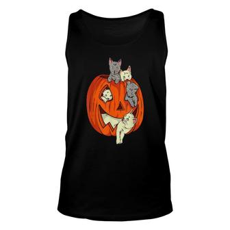Cats Pumpkin Carved Jack O Lantern Cat Halloween Costume Unisex Tank Top | Mazezy
