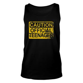 Caution Official Teenager Warning 13Th Birthday Gift Unisex Tank Top | Mazezy