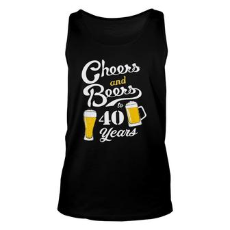 Womens Cheers And Beers To 40 Years 40Th Birthday V-Neck Tank Top | Mazezy