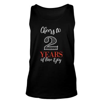 Cheers To 2 Years - 2Nd Wedding Anniversary Unisex Tank Top | Mazezy CA