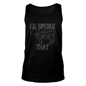 Chef Butcher Cook Bbq Id Smoke That Cow Beef Funny Gift Unisex Tank Top - Thegiftio UK